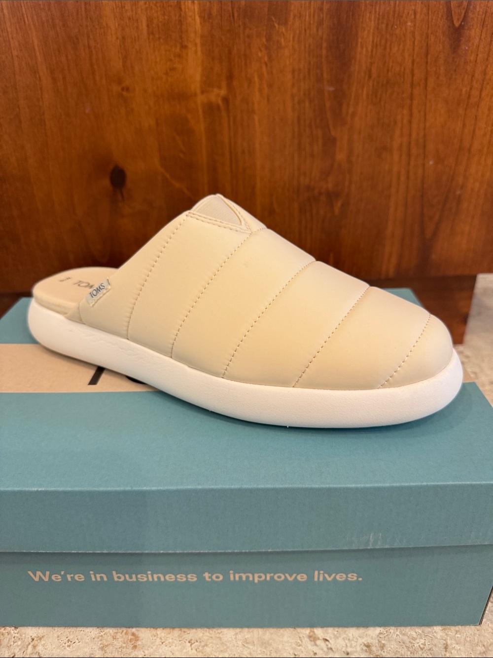 TOMS Cream Quilted Slip-On Clog